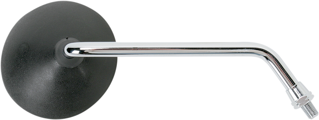 Mirror - Side View - Round - Black w/Chrome Stem - Right