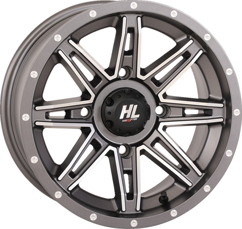 Wheel - HL22 - Front/Rear - Gun Metal Gray w/Machined - 14x7 - 4/137 - 4+3 (+10 mm)