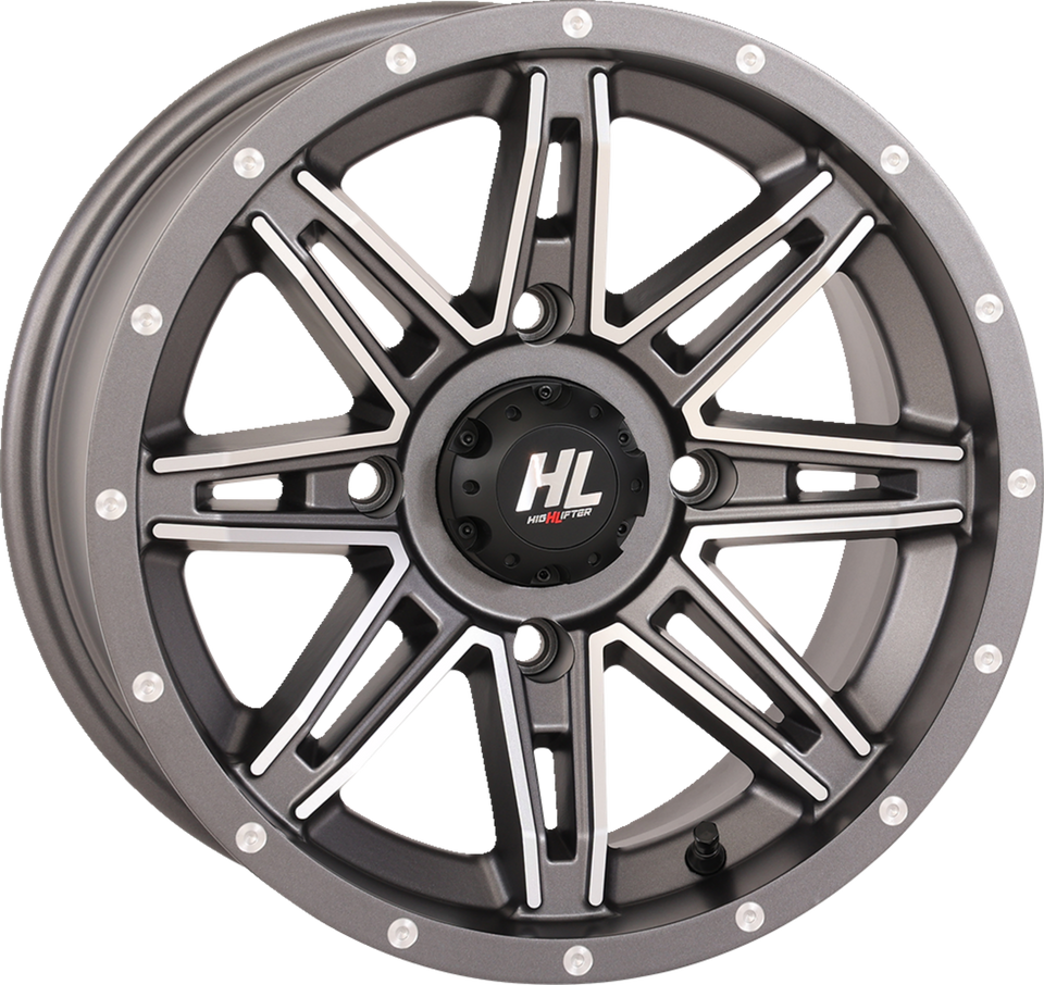 Wheel - HL22 - Front/Rear - Gun Metal Gray w/Machined - 14x7 - 4/156 - 4+3 (+10 mm)