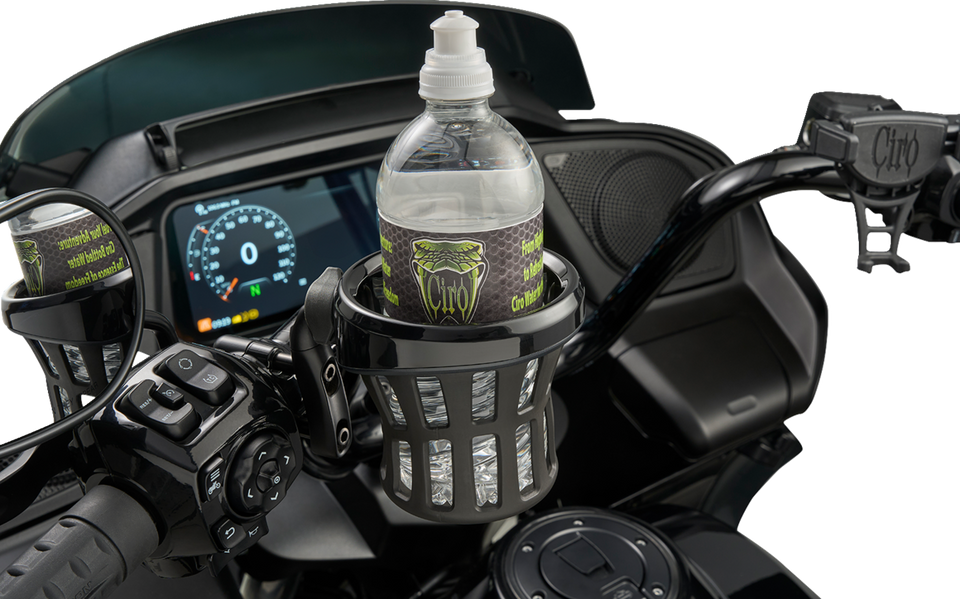 Drink Holder - Gen 2 - Black - Black 1-1/8"/1-1/4" Handlebar Mount - Lutzka's Garage