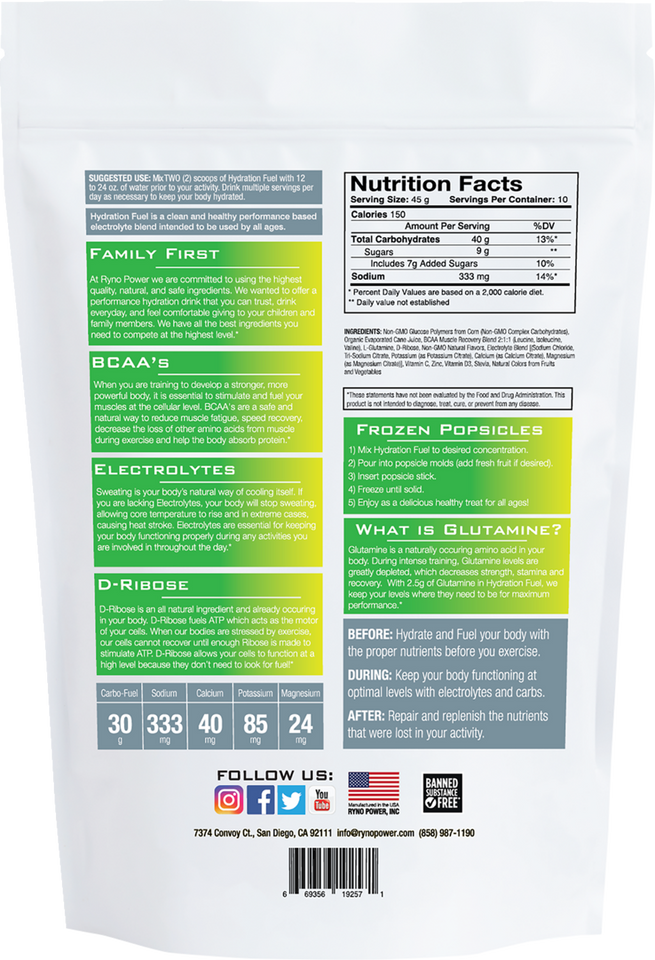 Hydration Fuel Drink Mix - Lemon/Lime - 1 lb - 10 Servings