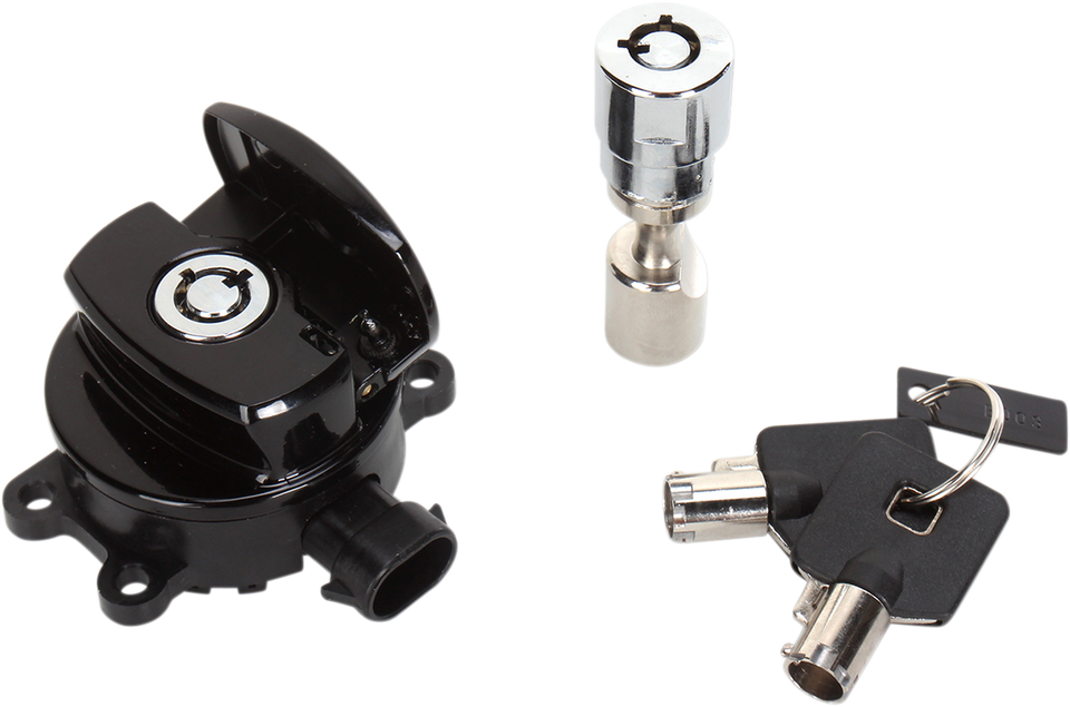 Side Hinge Ignition Switch with Fork Lock - Black - Lutzka's Garage