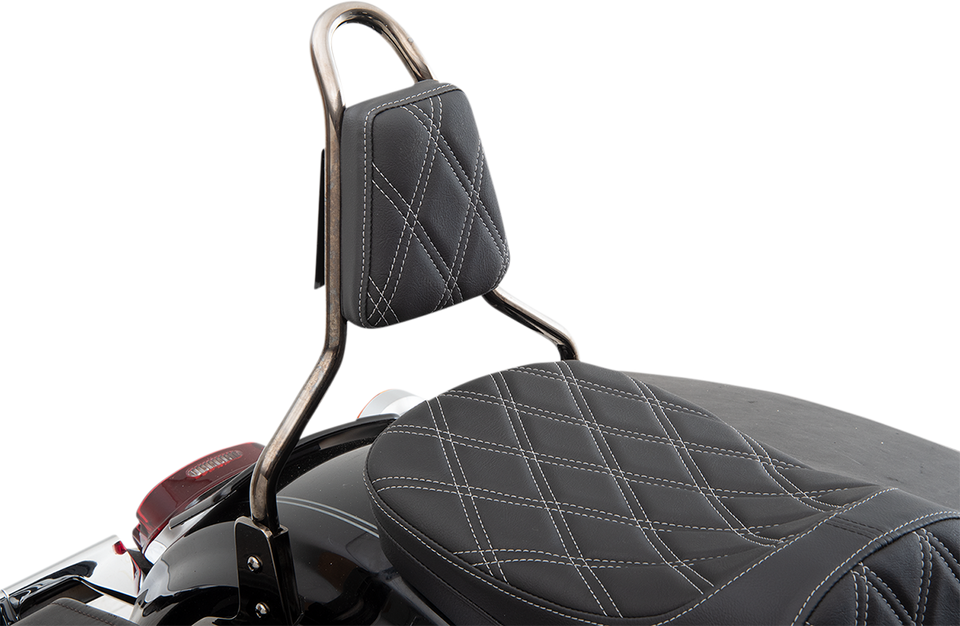 Sissy Bar Pad - Double Diamond - Silver - Tapered - Lutzka's Garage