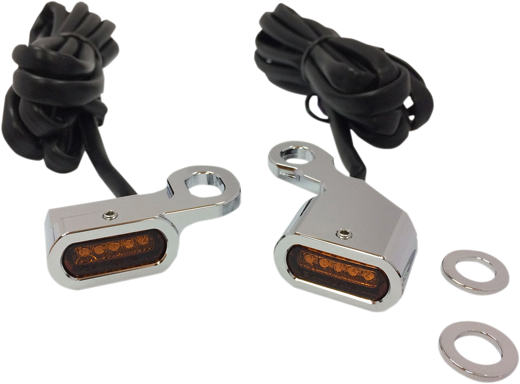 LED Handlebar Marker Lights - Chrome/Amber - Lutzka's Garage