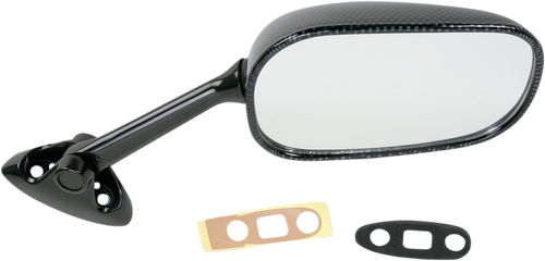 Mirror - Side View - Black/Carbon Fiber - Rectangle - Right - Suzuki