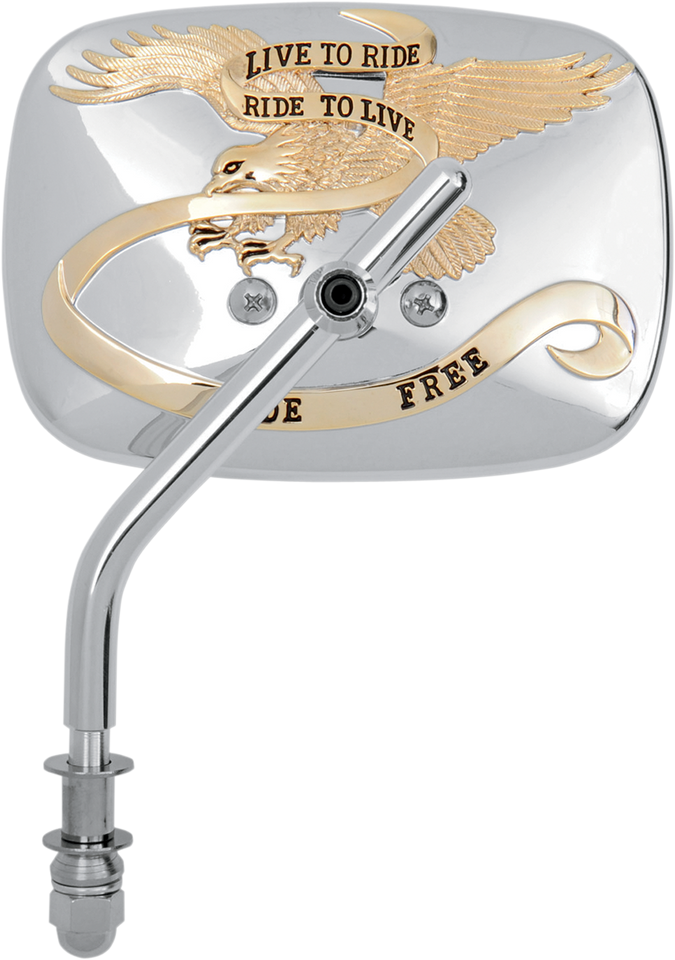 Mirror - "Live to Ride" - Side View - Rectangle - Gold/Chrome - Left