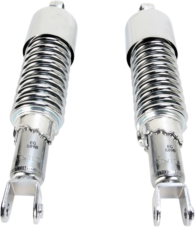 Custom Shorty Shocks with Shroud - Chrome Body/Chrome Spring Finish - Clevis Lowering