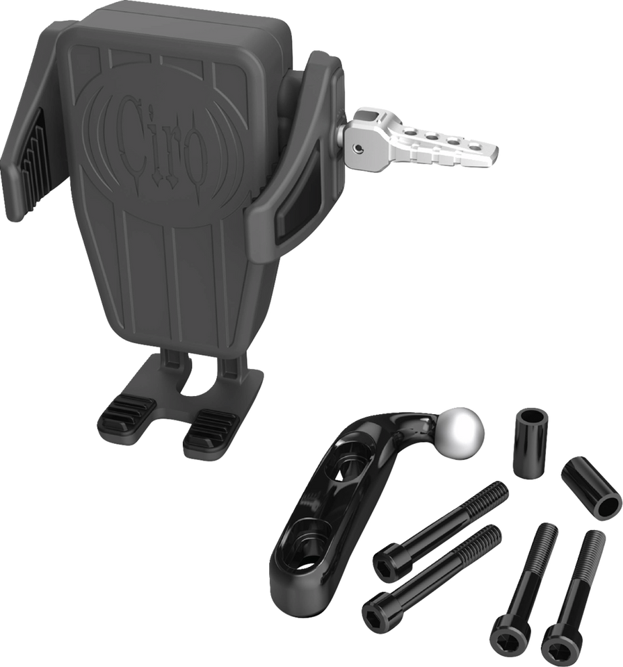 Phone Holder - Cybercharger® - Gen 2 - Black - Chrome Offset Perch Mount - Lutzka's Garage