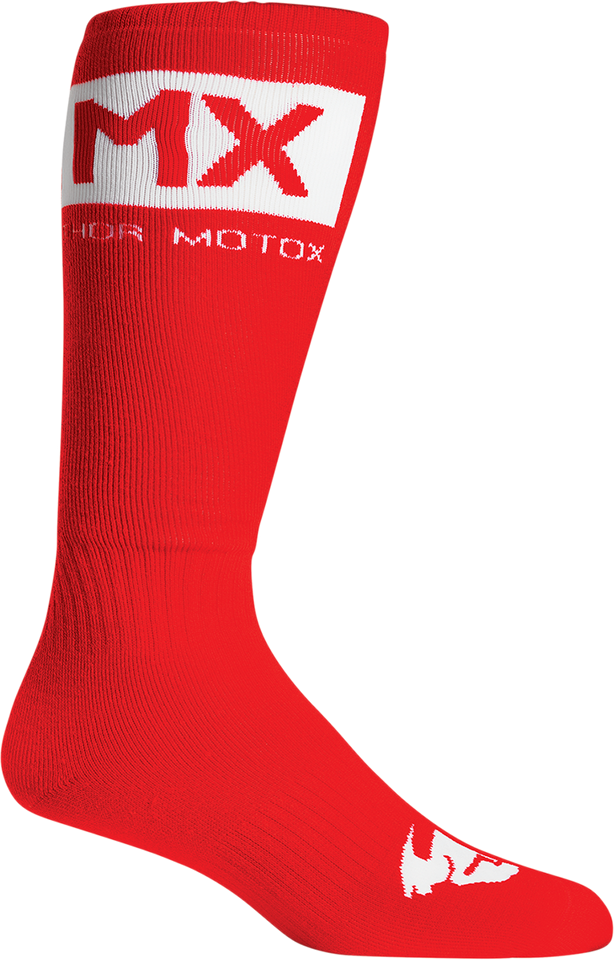 Youth MX Solid Socks - Red/White - Size 1-6 - Lutzka's Garage