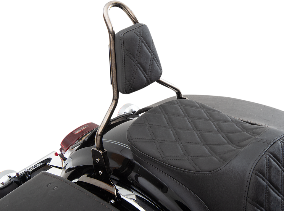 Sissy Bar Pad - Double Diamond - Black - Tapered - Lutzka's Garage