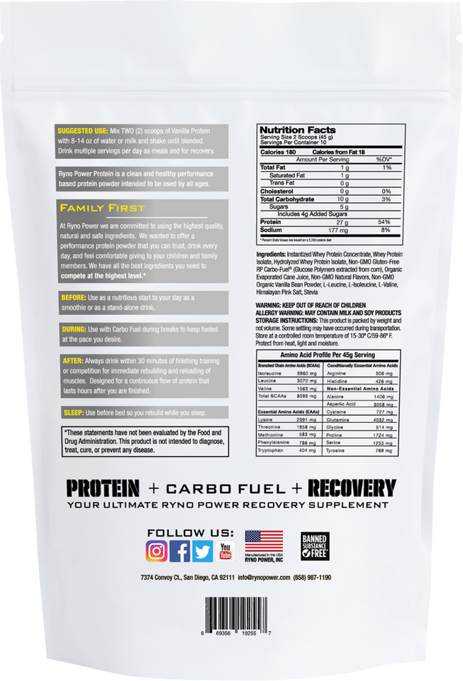 Protein Powder - Vanilla - 1 lb - 10 Servings