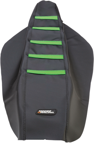 Ribbed Seat Cover - Black Cover/Green Ribs - Kawasaki