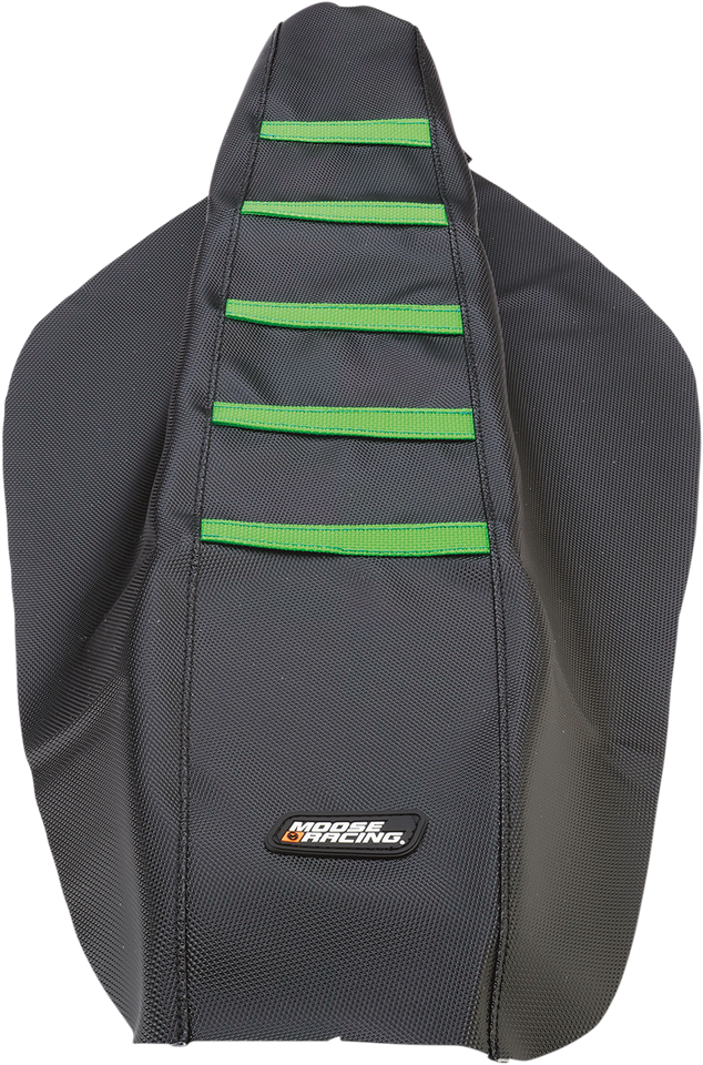 Ribbed Seat Cover - Black Cover/Green Ribs - Kawasaki