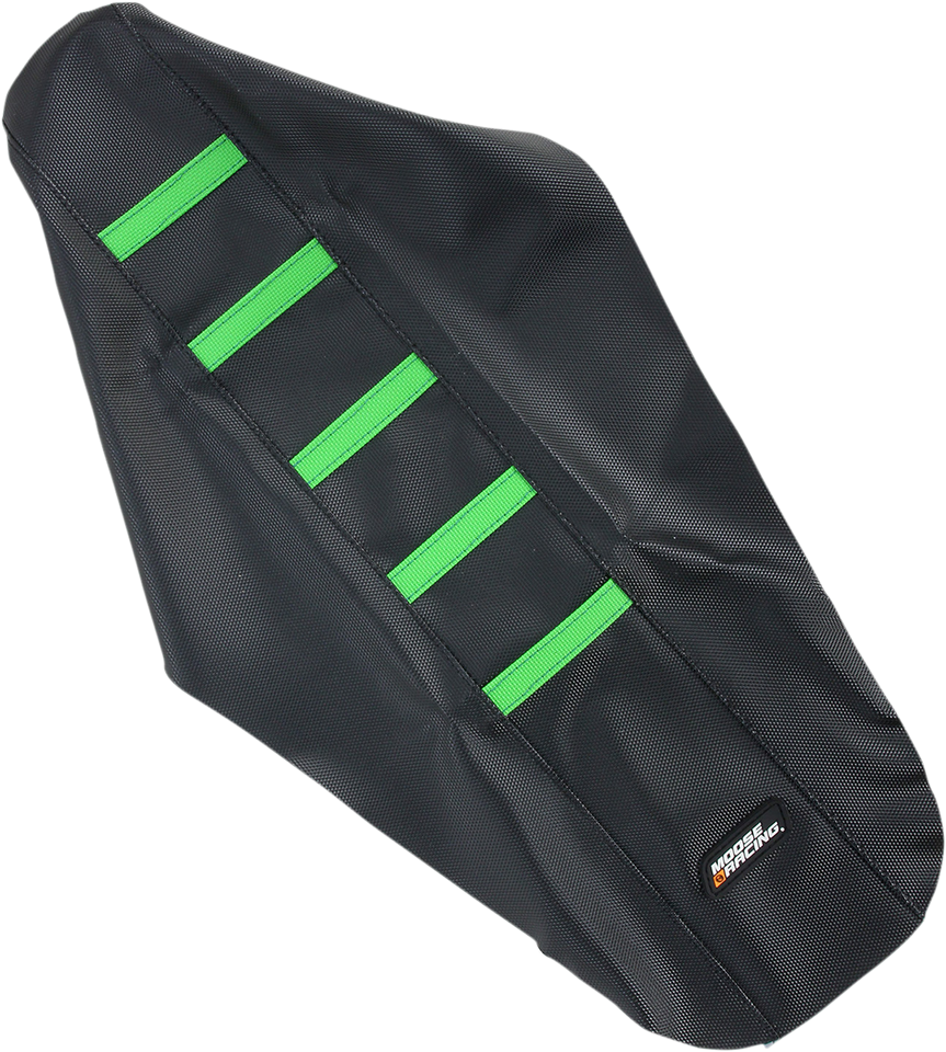Ribbed Seat Cover - Black Cover/Green Ribs - Kawasaki