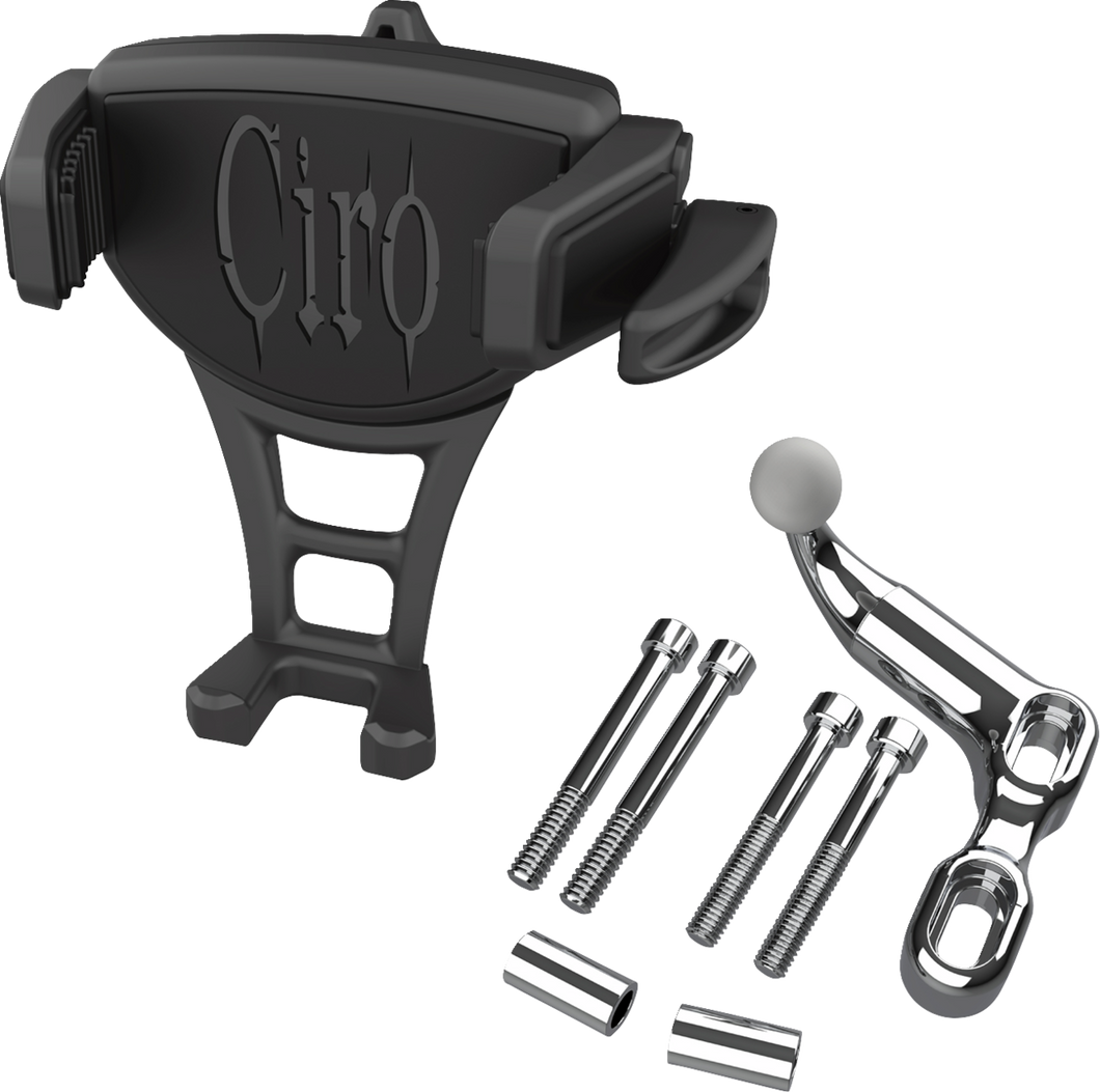 Phone Holder - Constrictor - Black - Chrome Offset Perch Mount - Lutzka's Garage