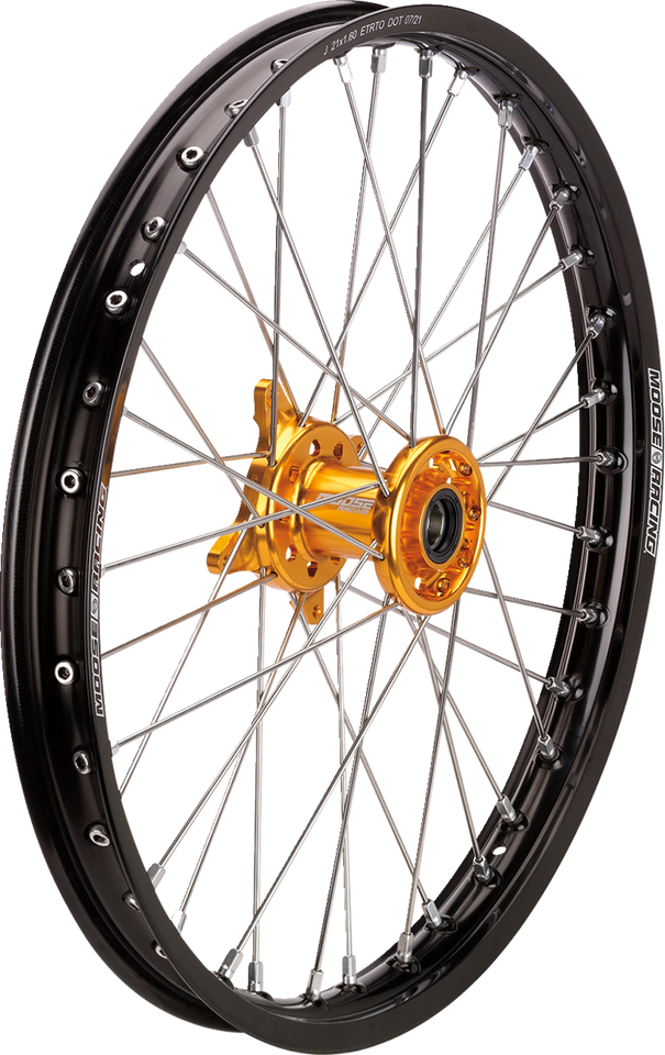 Wheel Assembly - SX-1 - Complete - Front - Black Wheel/Gold Hub - 21x1.6 - Suzuki