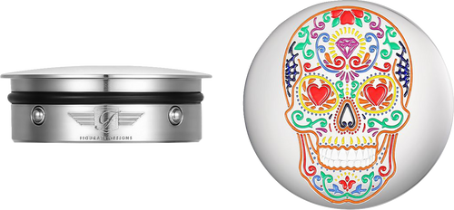 Swing Arm Covers - Sugar Skull - Polished - Stainless Steel - Lutzka's Garage