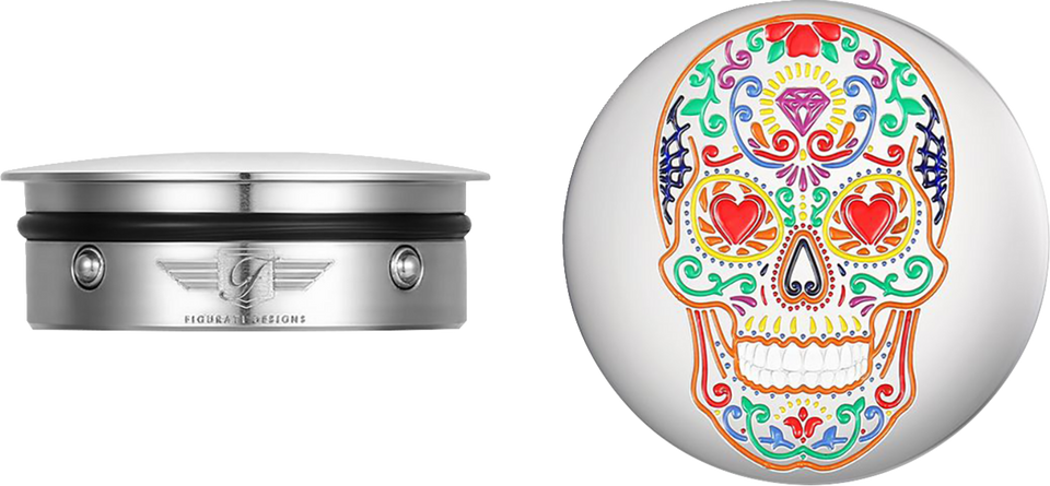 Swing Arm Covers - Sugar Skull - Polished - Stainless Steel - Lutzka's Garage