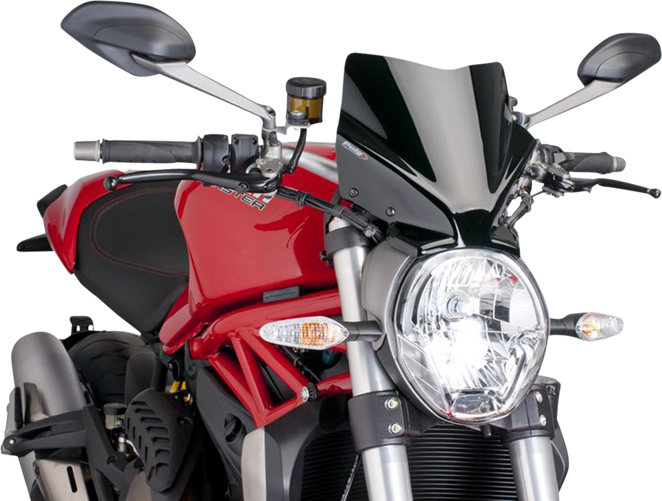 New Generation Windscreen - 10-5/8" - Black - Monster 1200 - Lutzka's Garage