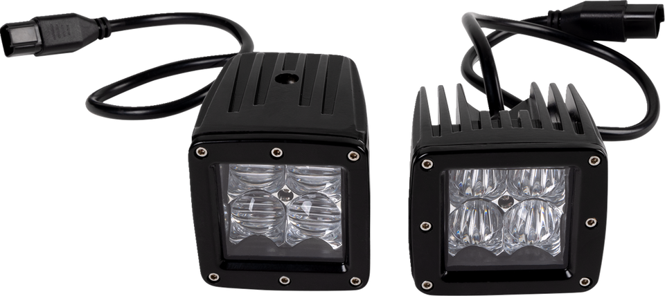 Light Bar - LED - Green - Square - 3" - Pair - Lutzka's Garage