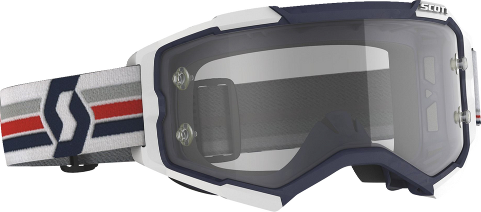 Fury Goggle - Blue/White - Clear Works - Lutzka's Garage