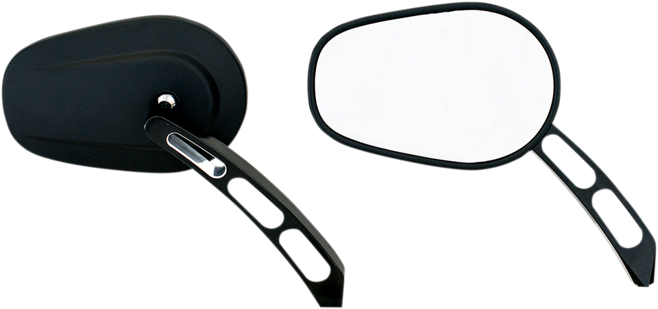 Mirror - Thru-Mount - Side View - Oval - Black - Lutzka's Garage