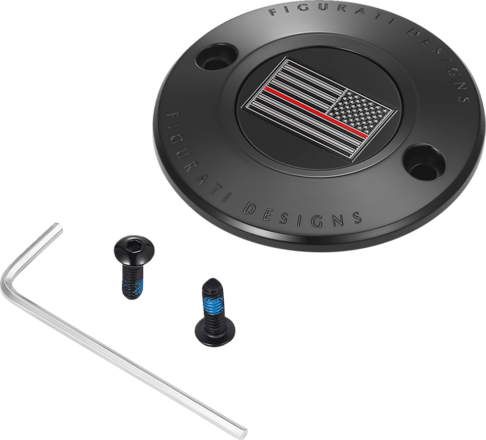 Timing Cover - 2 Hole - Red Line American Flag - Black - Lutzka's Garage