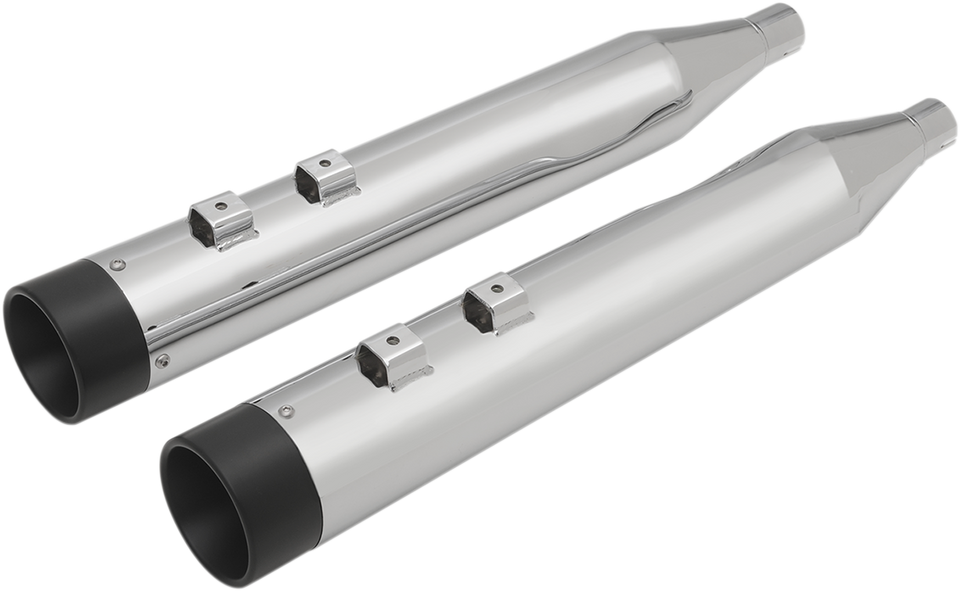 4" Slip-On Mufflers for 95-16 FL - Chrome/Black - Lutzka's Garage