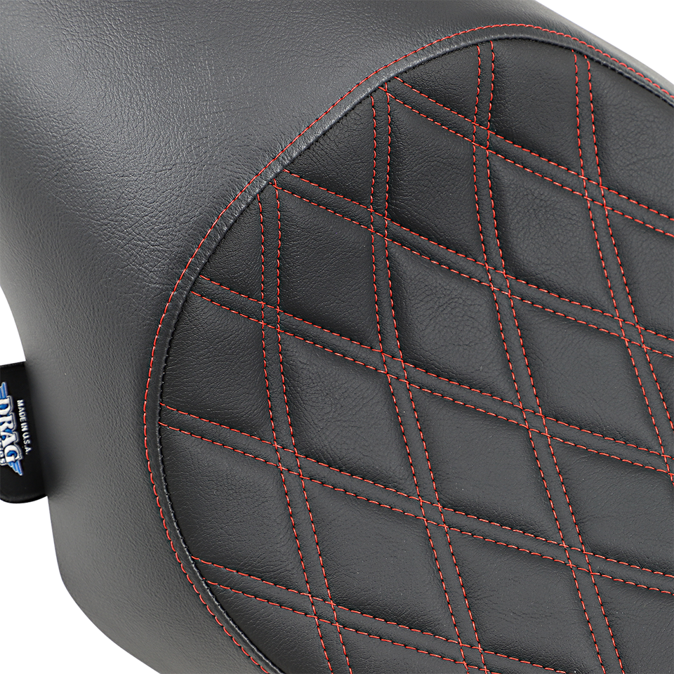 3/4 Solo Seat - Double Diamond - Black w/ Red Stitching - XL 04-22