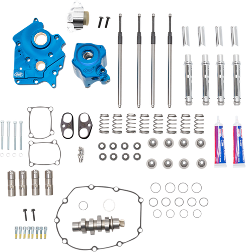 Cam Chest Kit with Plate M8 - Chain Drive - Oil Cooled - 550 Cam - Chrome Pushrods