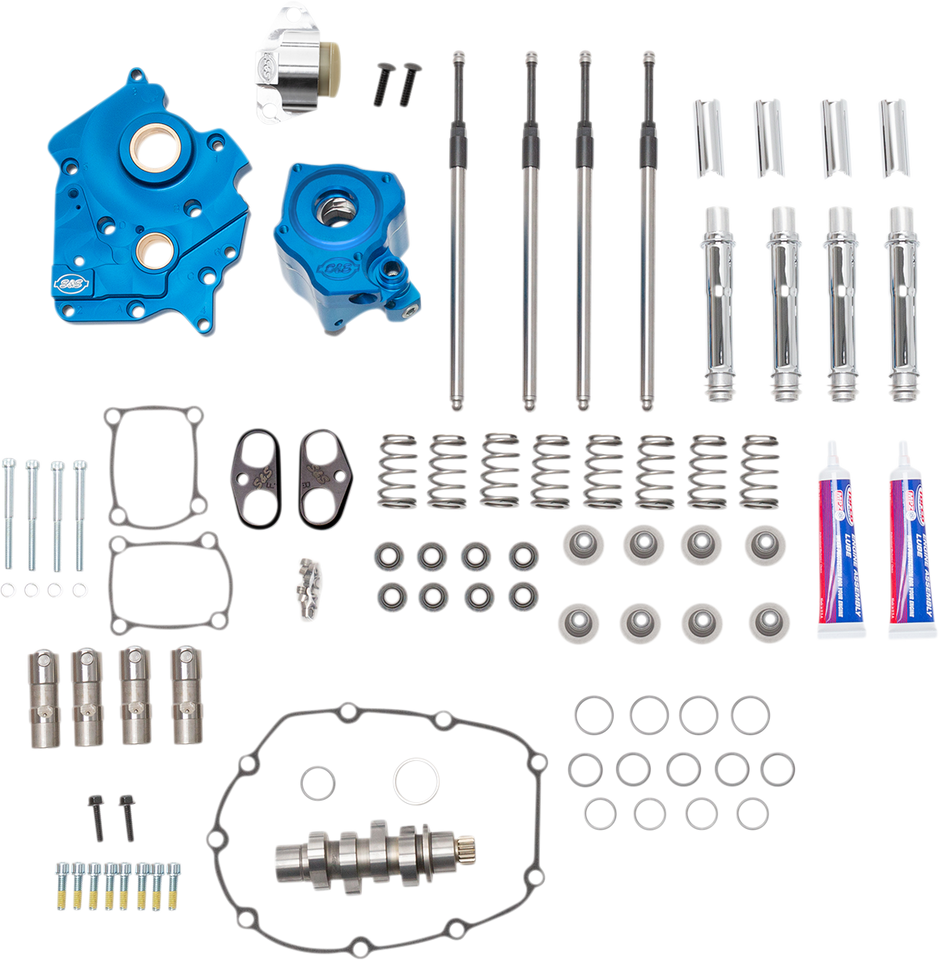 Cam Chest Kit with Plate M8 - Chain Drive - Oil Cooled - 550 Cam - Chrome Pushrods