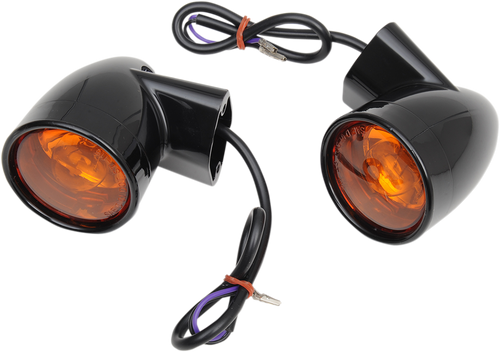 Rear Bullet Turn Signal Lights FLT - Black - Lutzka's Garage