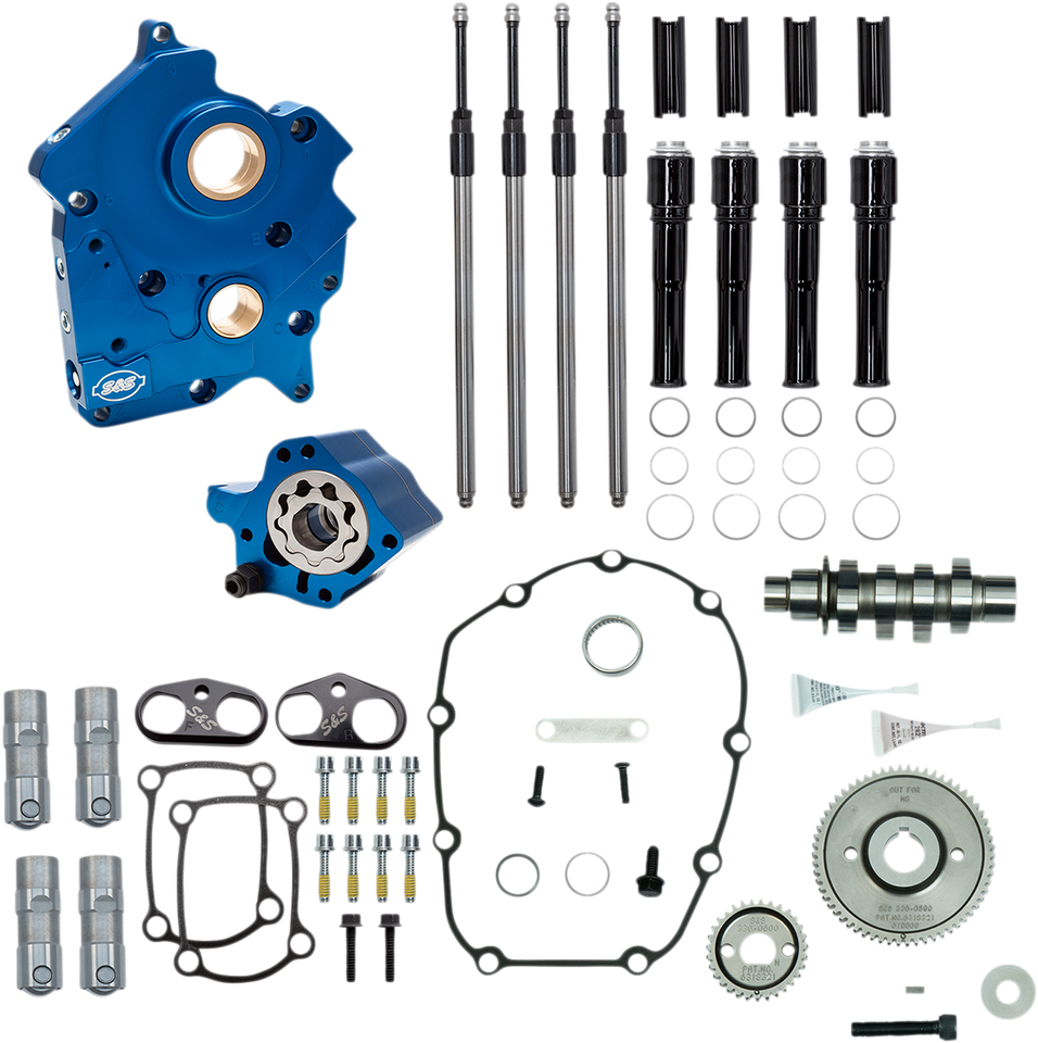 Cam Chest Kit with Plate M8 - Gear Drive - Water Cooled - 465 Cam - Black Pushrods