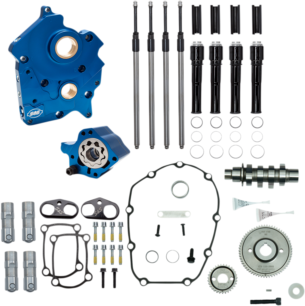 Cam Chest Kit with Plate M8 - Gear Drive - Water Cooled - 465 Cam - Black Pushrods