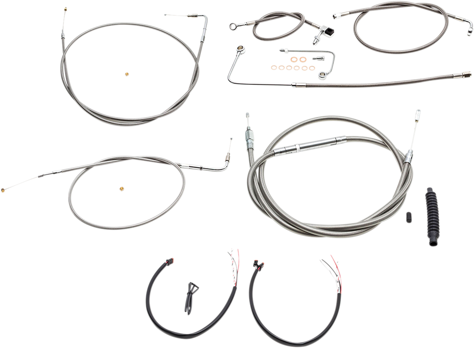 Handlebar Cable/Brake Line Kit - Complete - 15" - 17" Ape Hanger Handlebars - Stainless