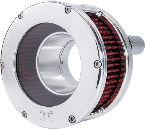 Air Cleaner - BA Series - Chrome - Clear Cover - Red - M8 - Lutzka's Garage
