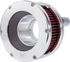 Air Cleaner - BA Series - Chrome - Clear Cover - Red - M8 - Lutzka's Garage