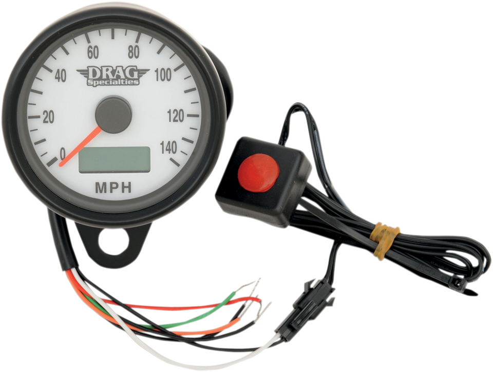 2.4" MPH Programmable Mini Electronic Speedometer with Odometer/Tripmeter - Matte Black - White Face - Lutzka's Garage