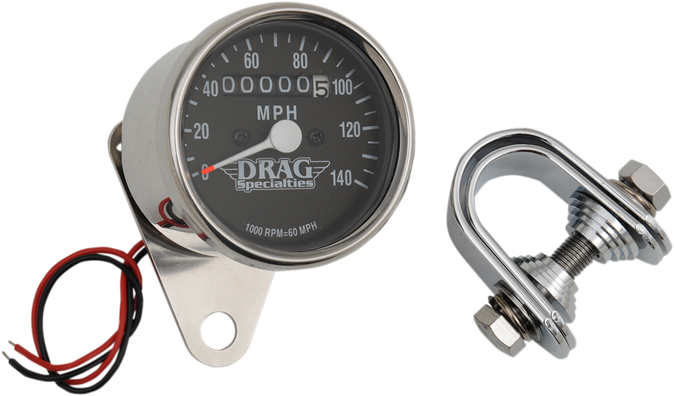 2.4" MPH Mini LED Mechanical Speedometer/Indicators - Chrome Housing - Black Face - 1:1 - Lutzka's Garage