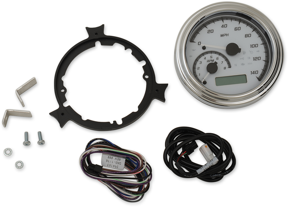 MXV Series Fatbob Analog/Digital Gauge System - White/Gray/Chrome - Lutzka's Garage