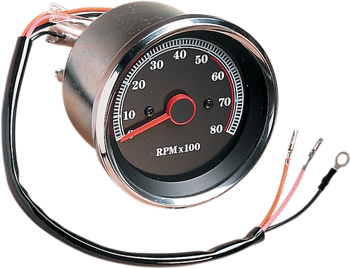 8000 RPM Electronic Tachometer - Stainless Housing Ring - Black Face - Lutzka's Garage
