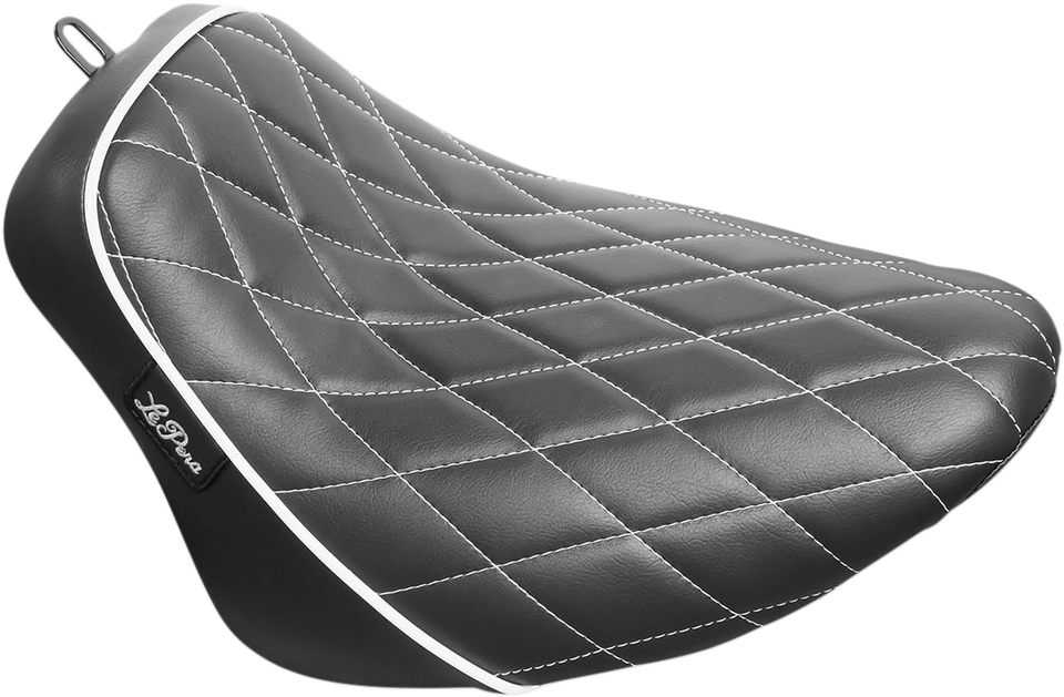 Bare Bones Seat - Diamond - White Piping -  Softail 18+ - Lutzka's Garage
