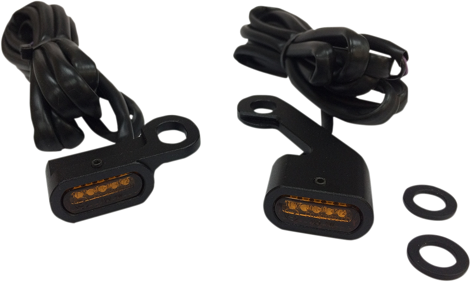 LED Handlebar Marker Lights - Mech. Clutch - Black/Amber - Lutzka's Garage