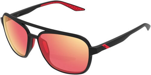 Kasia Aviator Sunglasses - Round - Black - Red Mirror - Lutzka's Garage