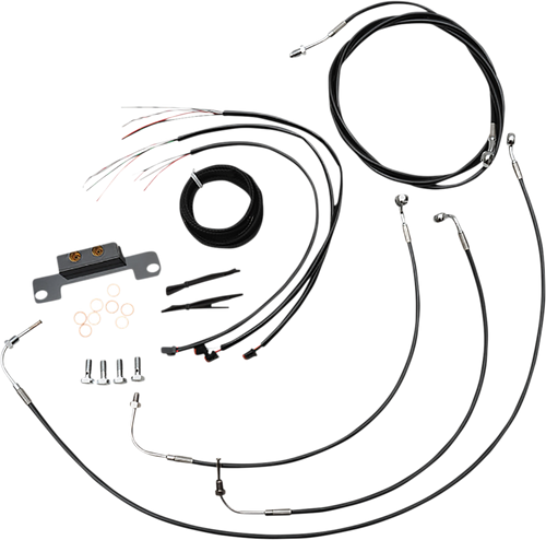 Handlebar Cable/Brake Line Kit - Complete - Stock Ape Hanger Handlebars - Black Vinyl - Lutzka's Garage