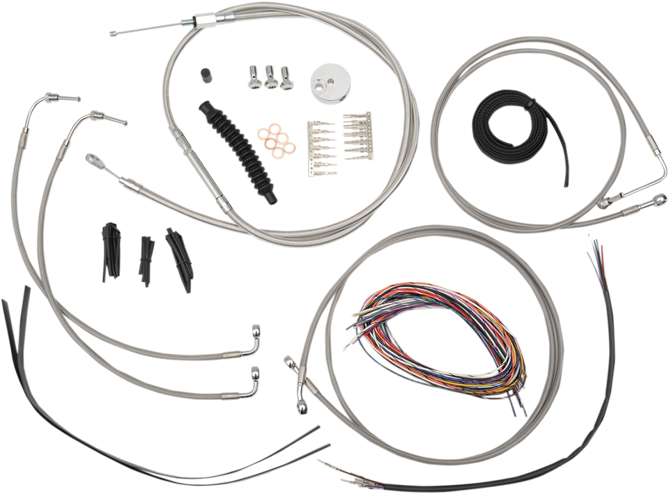 Handlebar Cable/Brake Line Kit - Complete - 15" - 17" Ape Hanger Handlebars - Stainless