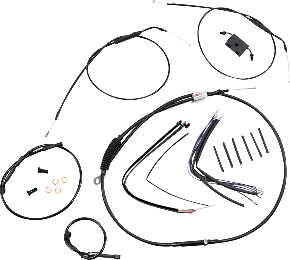 Handlebar Cable and Brake Line Kit - Extended - Sportsters - 12" Ape Hanger Handlebars - ABS