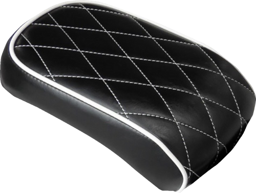 Bare Bones Pillion Pad - Diamond - Black w/ White Stitch - Softail 08-17
