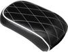Bare Bones Pillion Pad - Diamond - Black w/ White Stitch - Softail 08-17