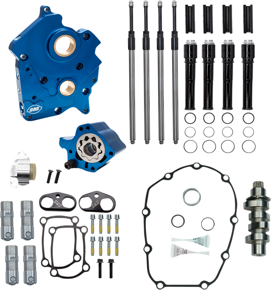 Cam Chest Kit with Plate M8 - Chain Drive - Oil Cooled - 475 Cam - Black Pushrods